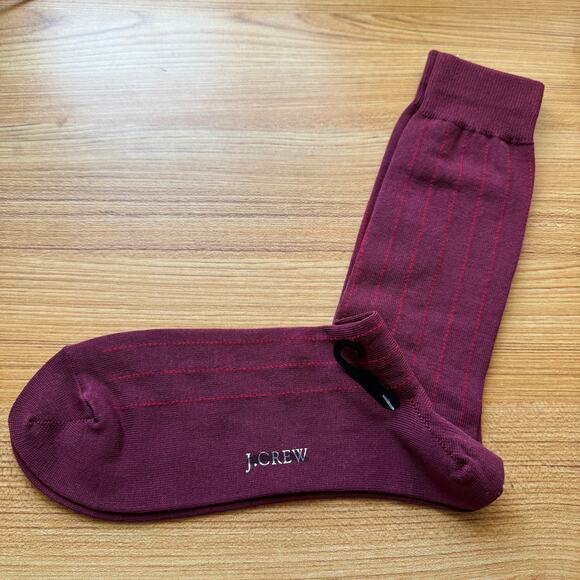 J.Crew Solid Dress Socks Mens OS Maroon Stretchy Mid Calf Cotton Blend One Pair - Picture 1 of 3